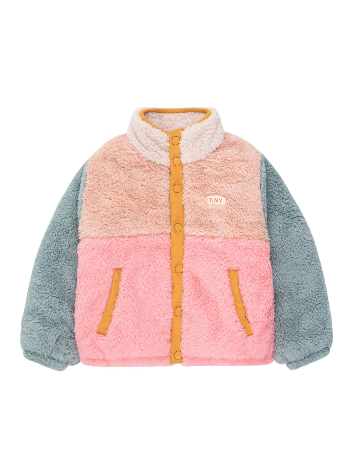 Pink Colour Block Polar Sherpa Jacket