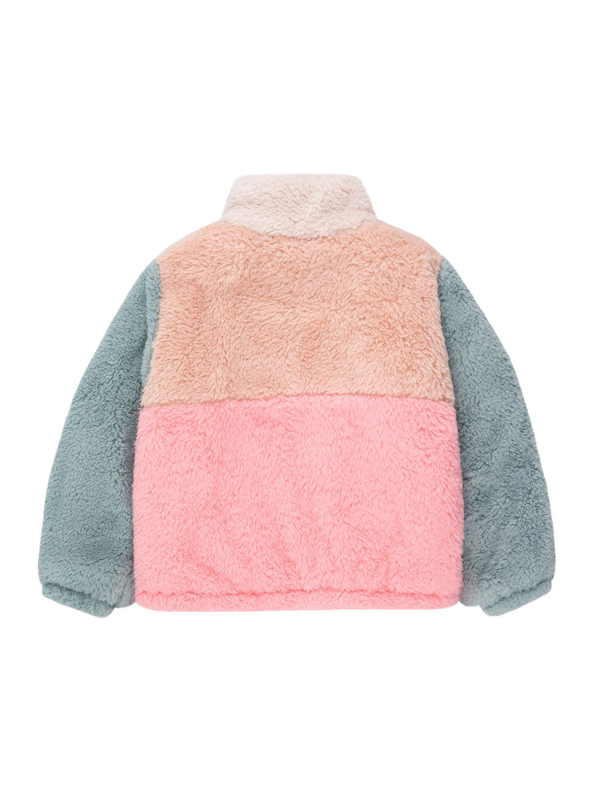 Pink Colour Block Polar Sherpa Jacket