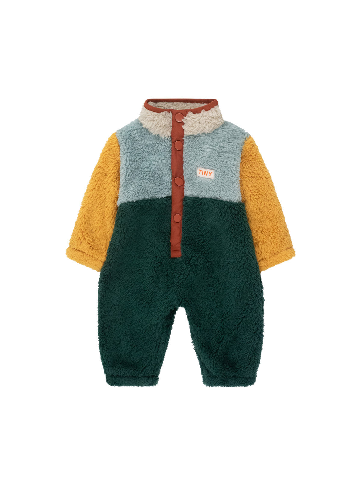 Bottle Green Colour Block Polar Sherpa One-Piece