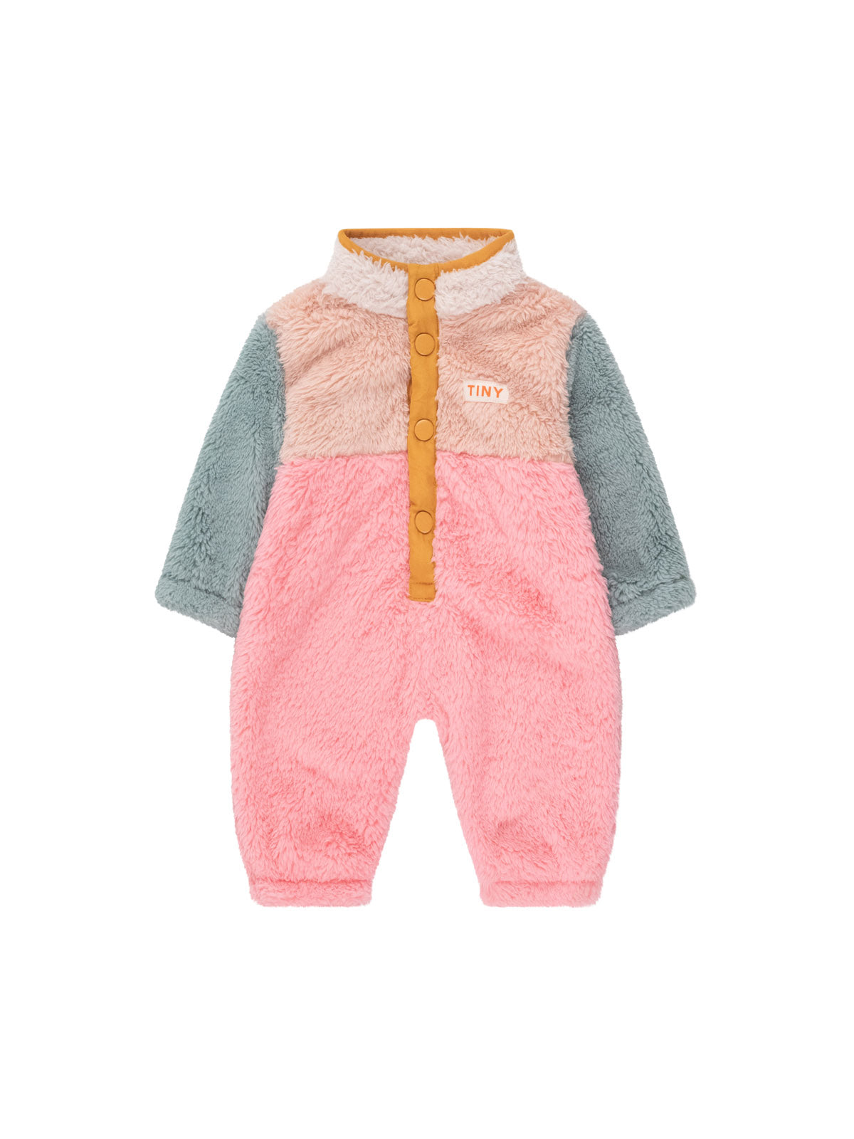 Pink Colour Block Polar Sherpa One-Piece