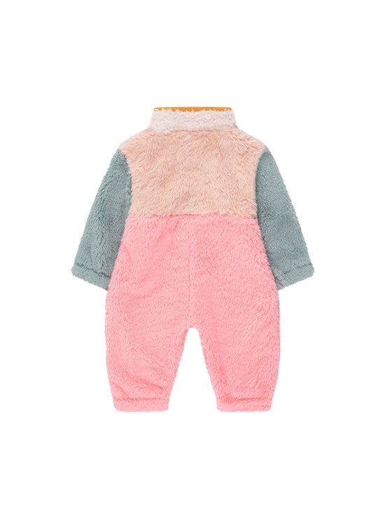 Pink Colour Block Polar Sherpa One-Piece