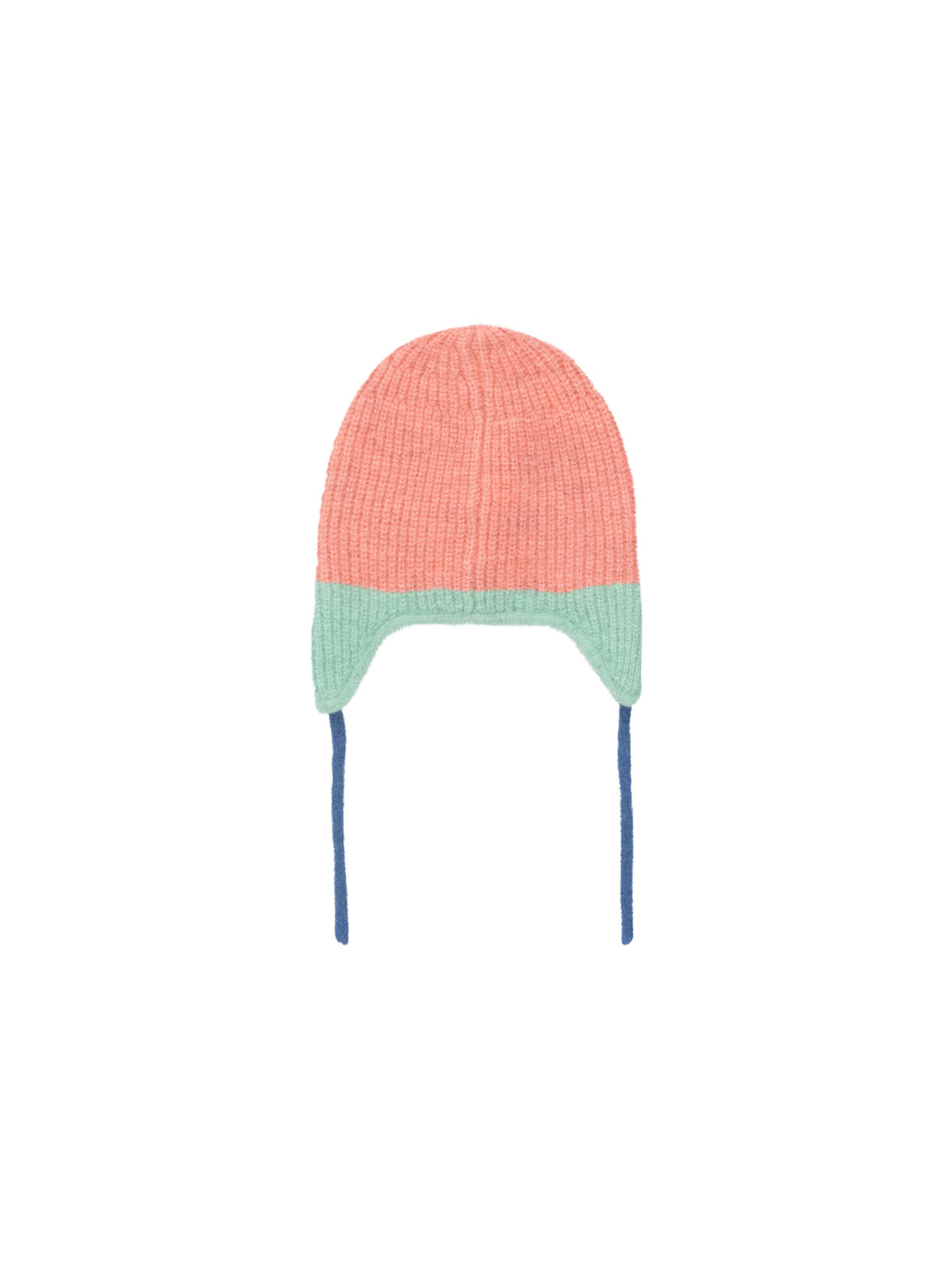 Pink & Emerald Colour Block Earflap Beanie