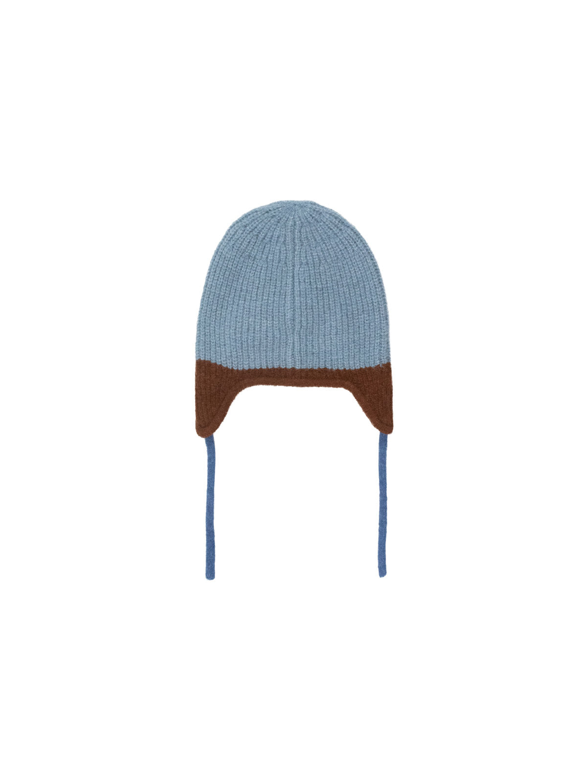 Blue & Brown Colour Block Earflap Beanie