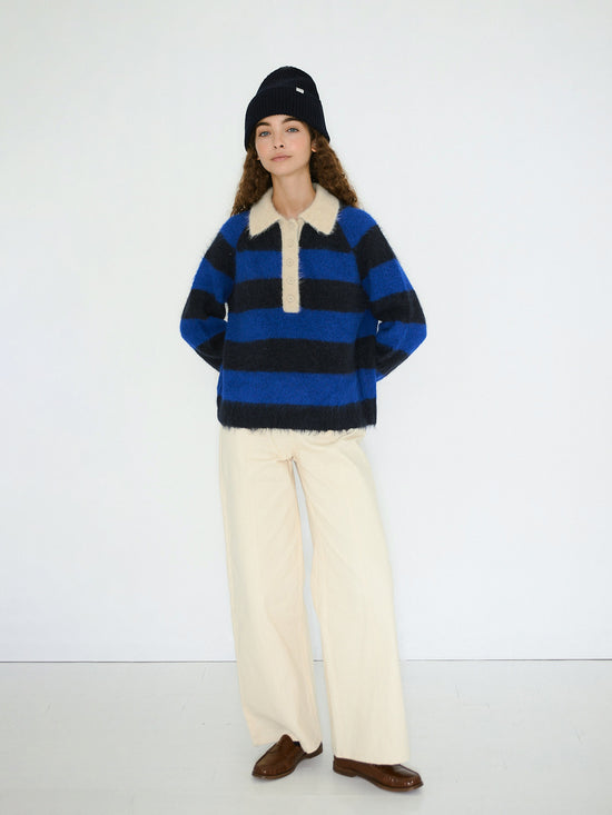 Navy & Ultramarine Frank Striped Polo