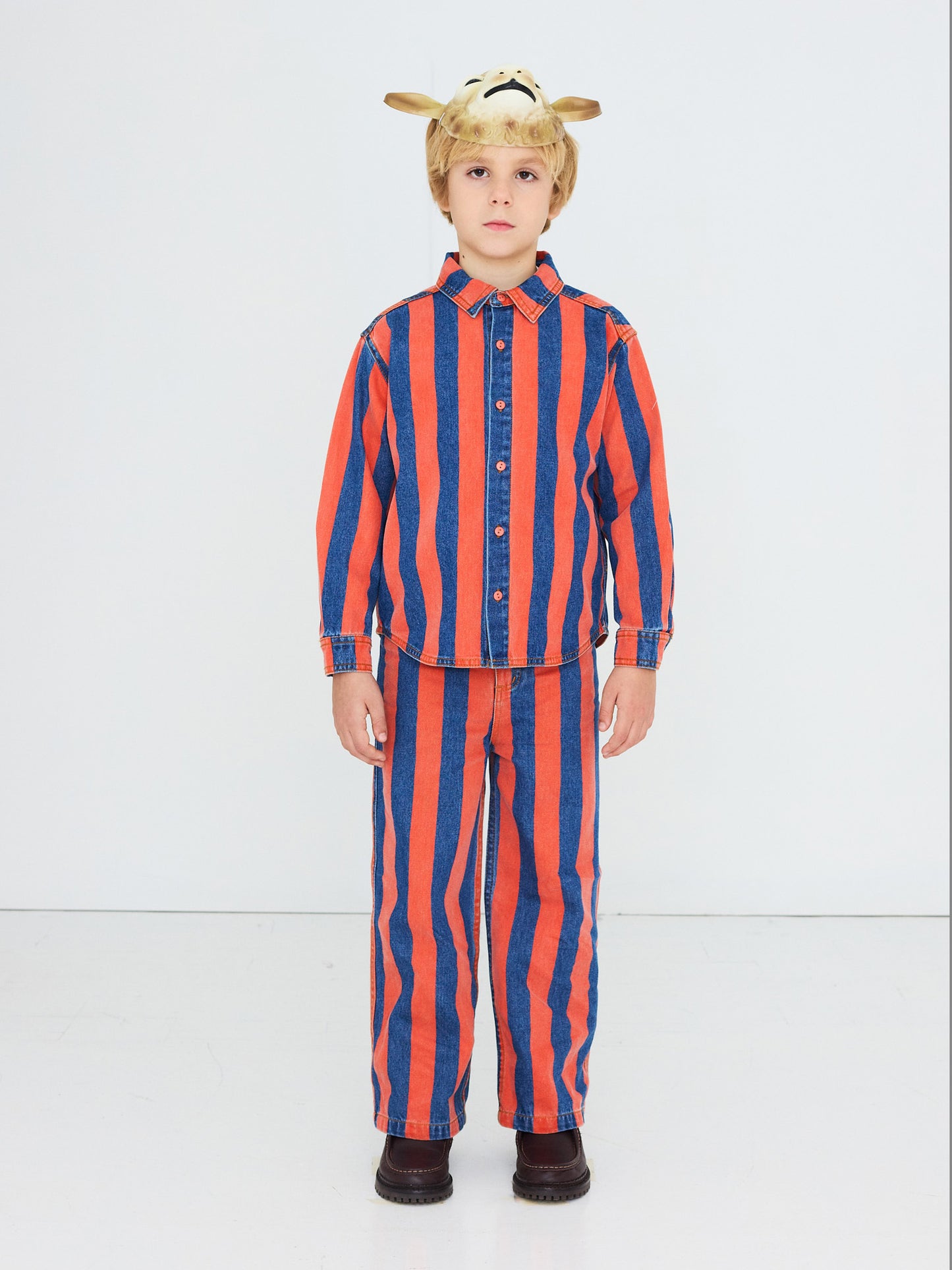 Red Stripes Straight Denim Pant