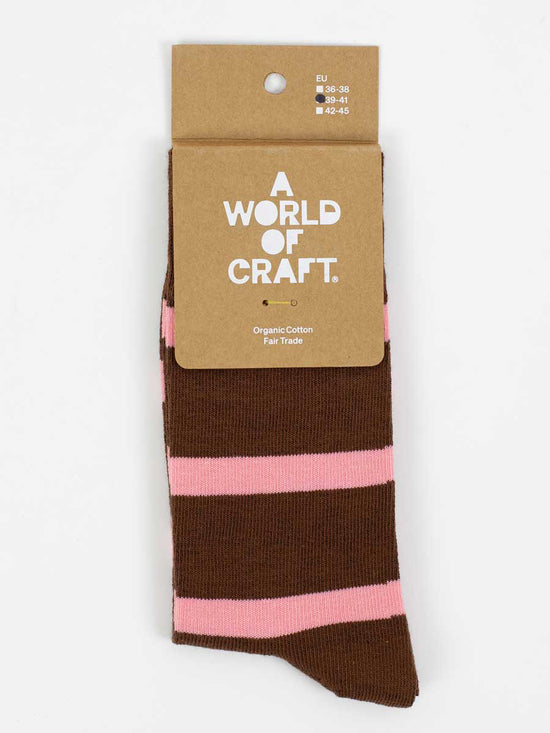 Brown & Pink Striped Sock