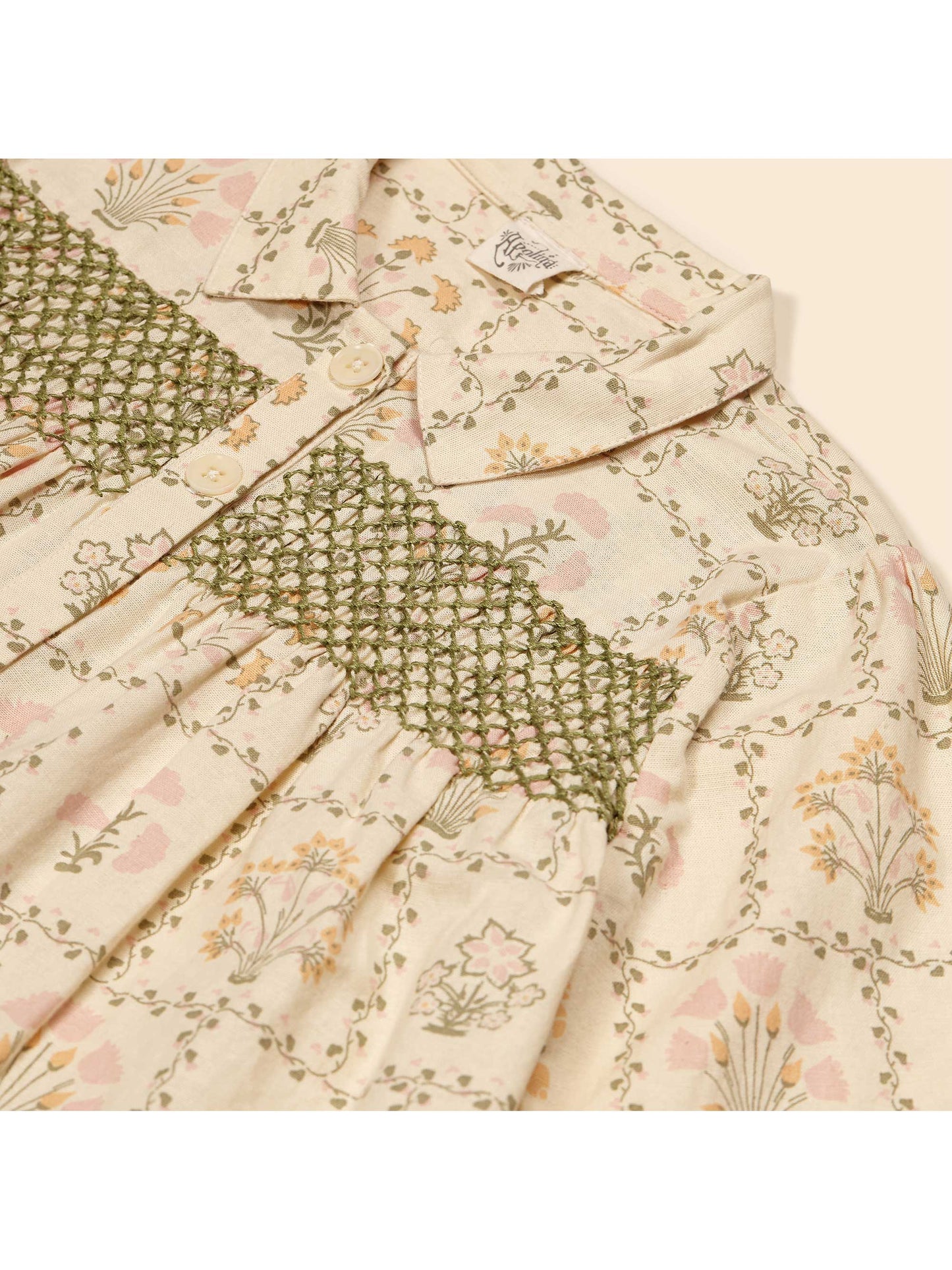 Aline Smock Shirtdress - Cabin Quilt Floral Cream