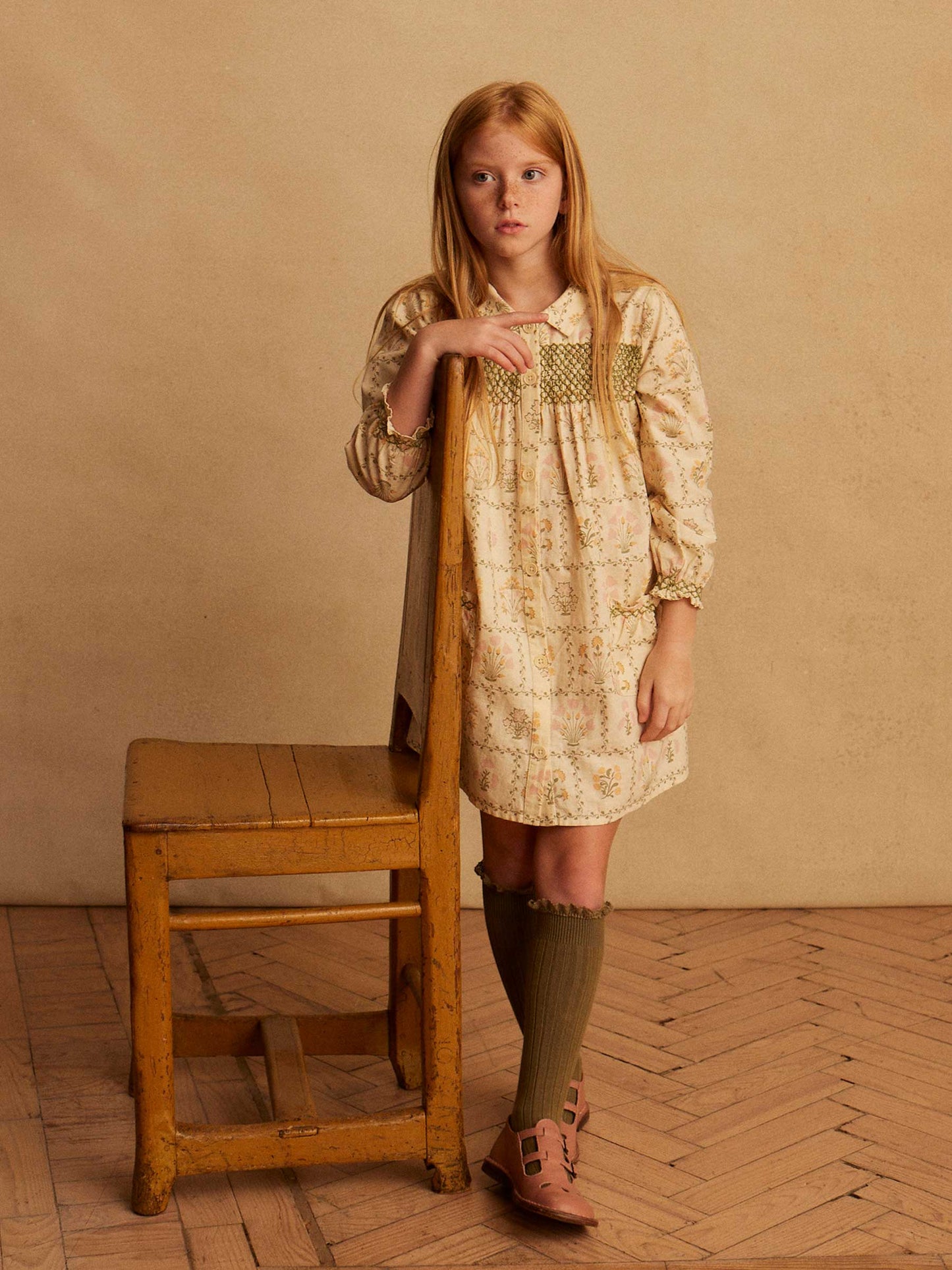 Aline Smock Shirtdress - Cabin Quilt Floral Cream