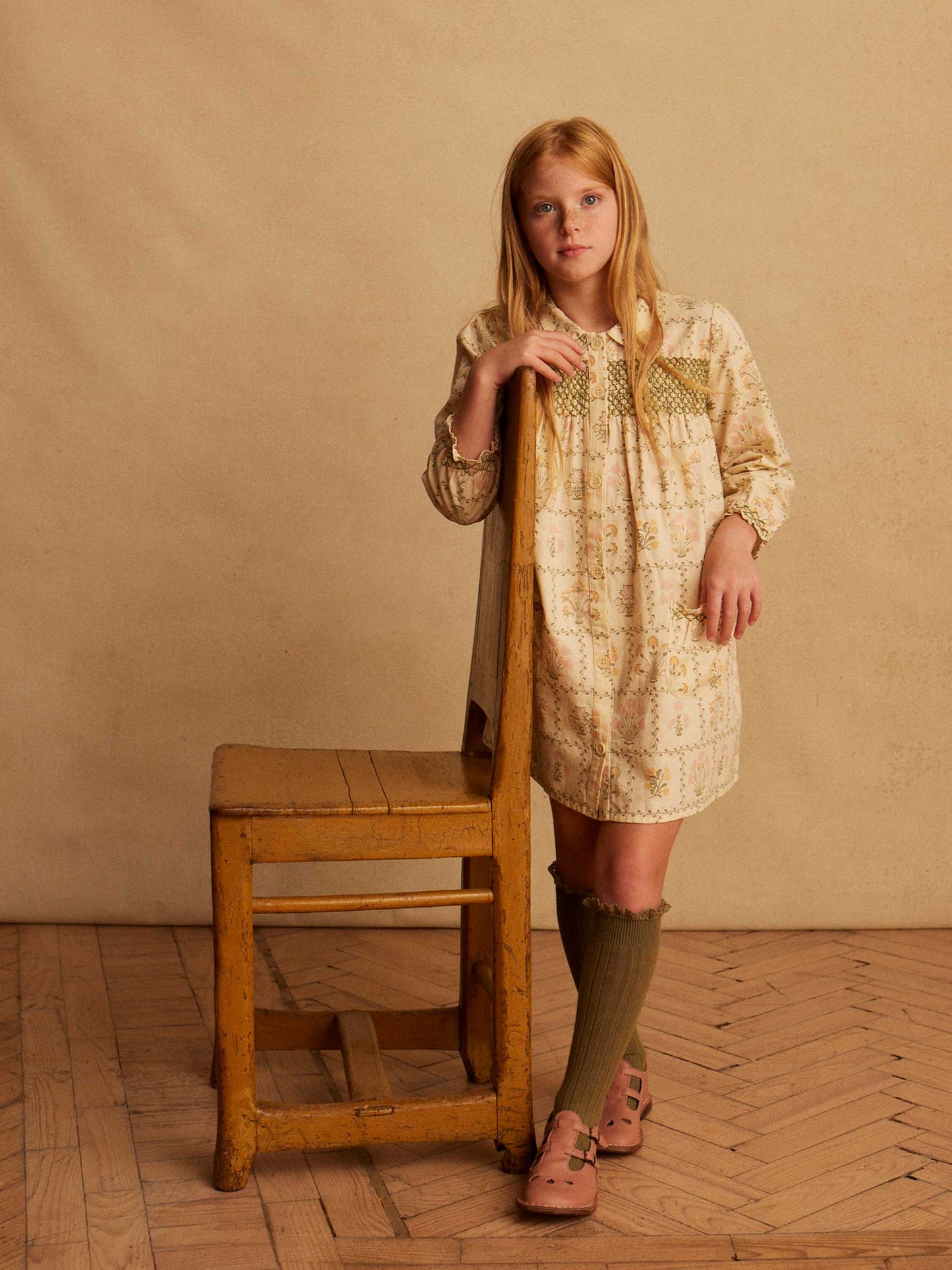 Aline Smock Shirtdress - Cabin Quilt Floral Cream