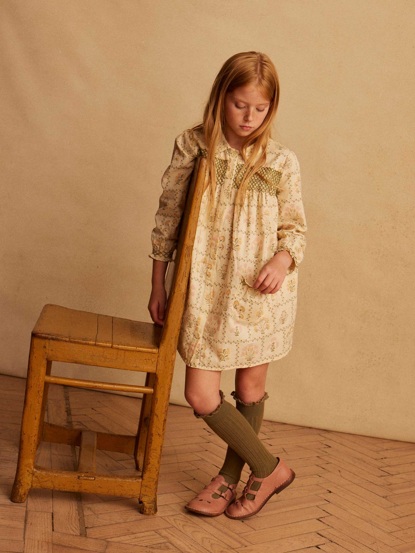 Aline Smock Shirtdress - Cabin Quilt Floral Cream