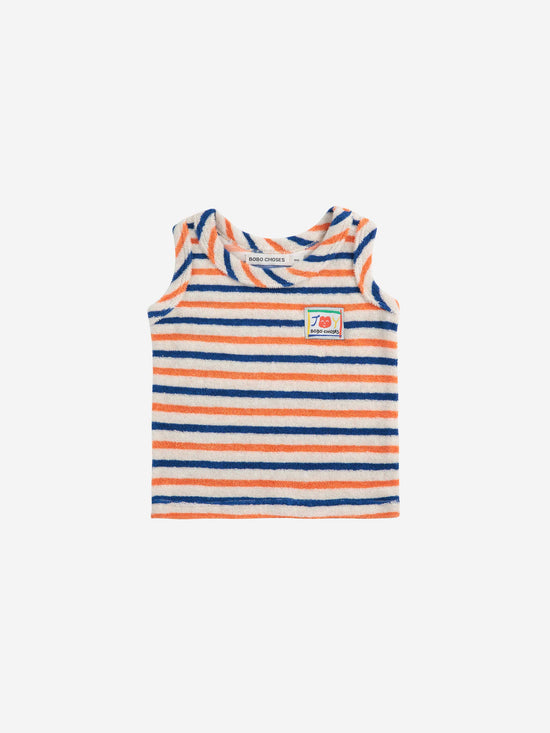 Smiling Striped Terry Cloth Tank Top