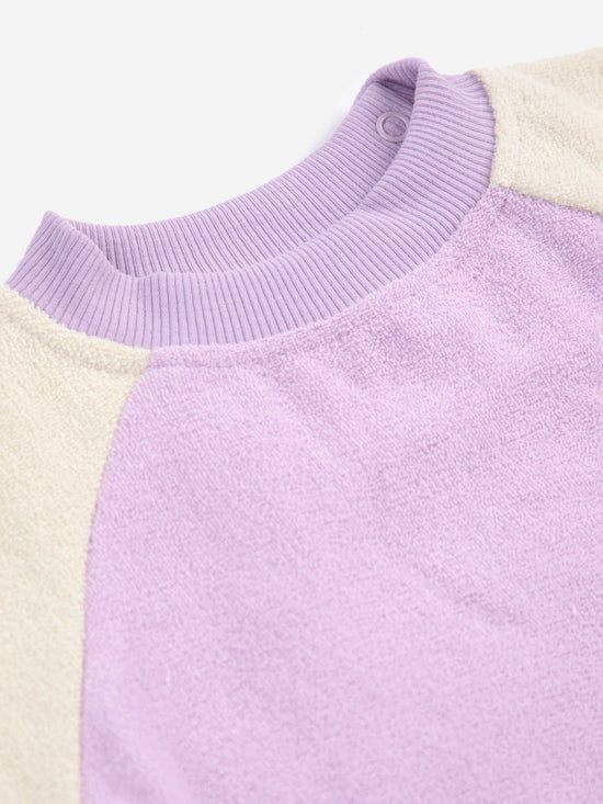 Lilac Colour Block Terry Cloth Sweatshirt