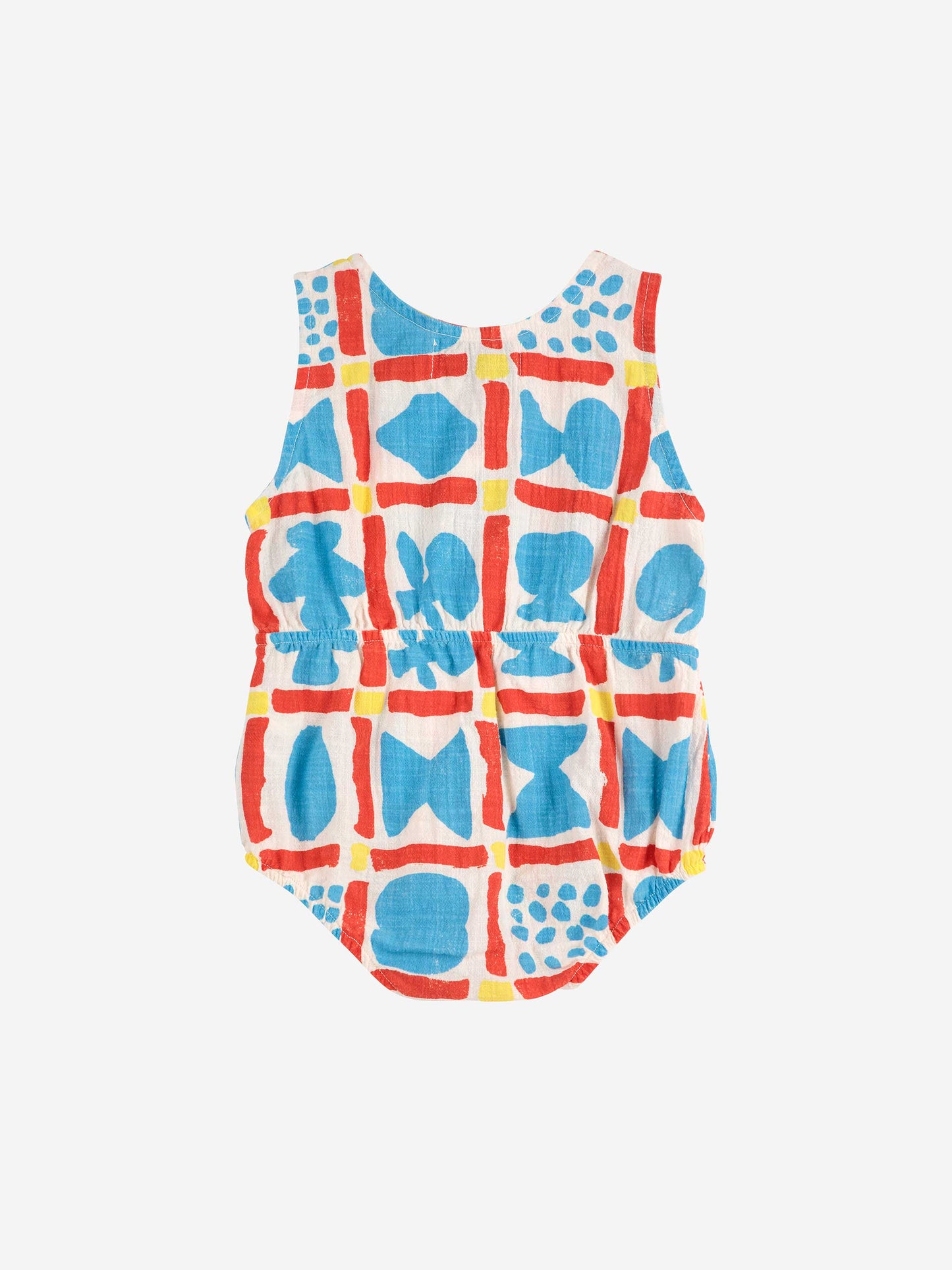 Geometric Game All Over Woven Romper