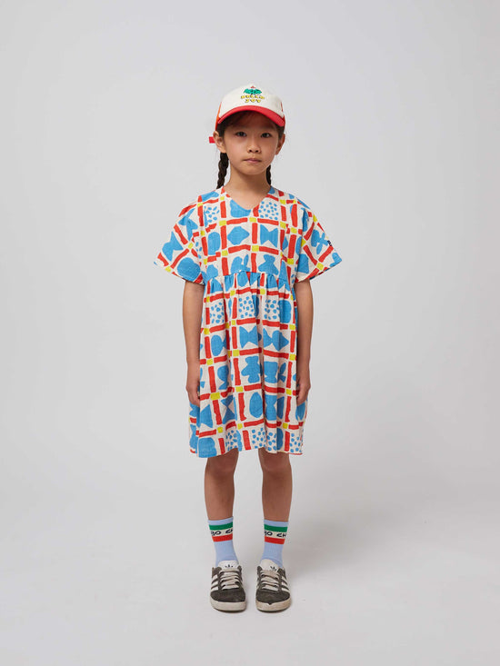 Geometric Game All Over Woven Dress