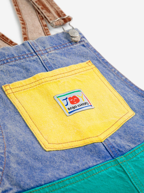 Smiling Colour Block Denim Dungaree