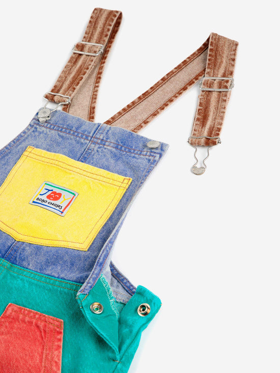 Smiling Colour Block Denim Dungaree