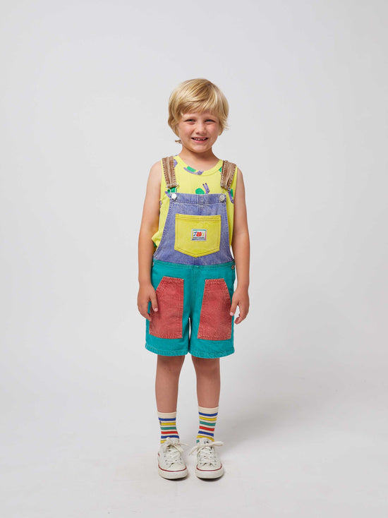 Smiling Colour Block Denim Dungaree