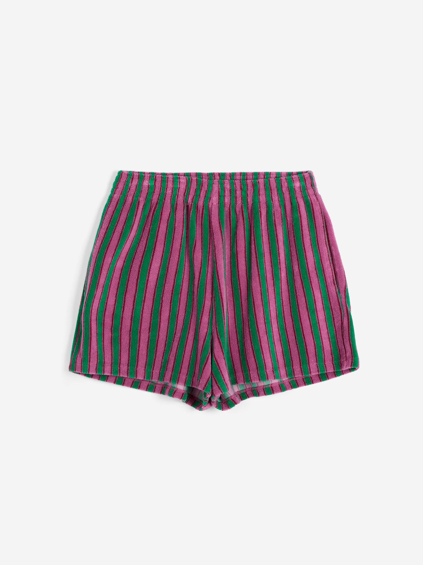 Purple Striped Terry Shorts
