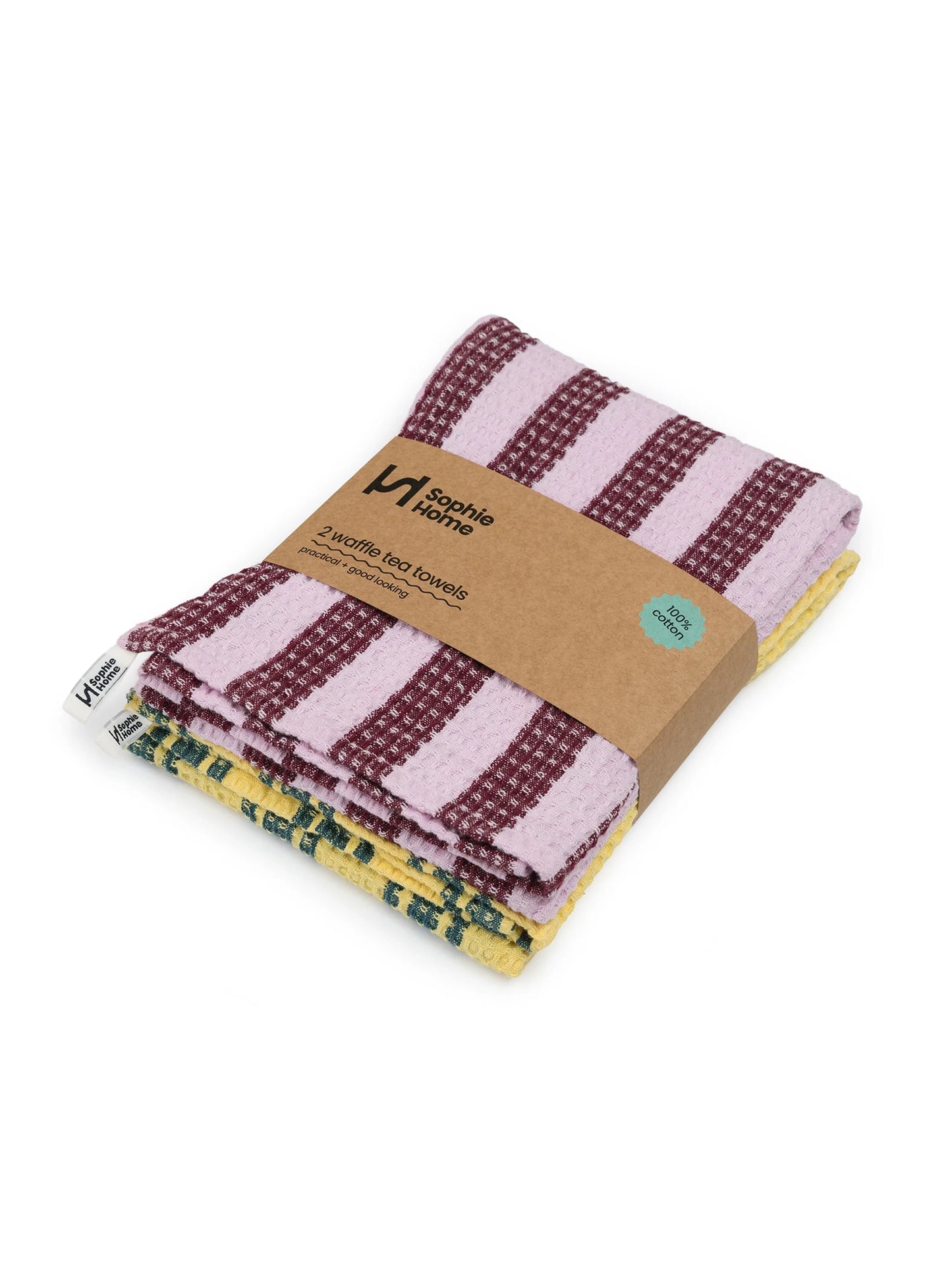 Burgundy Waffle Tea Towel Pack