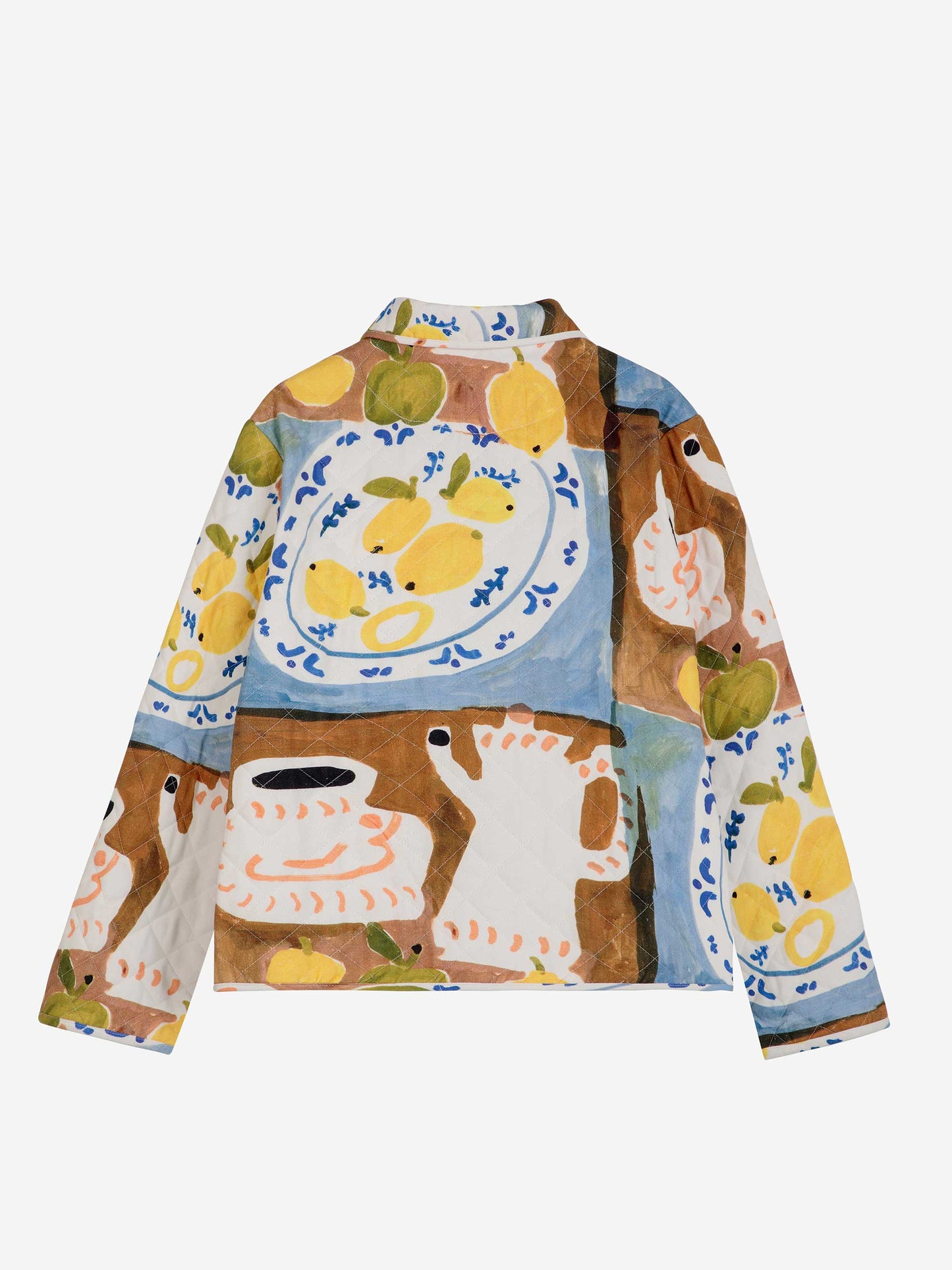 Abstract Tea Time Printed Quilted Jacket