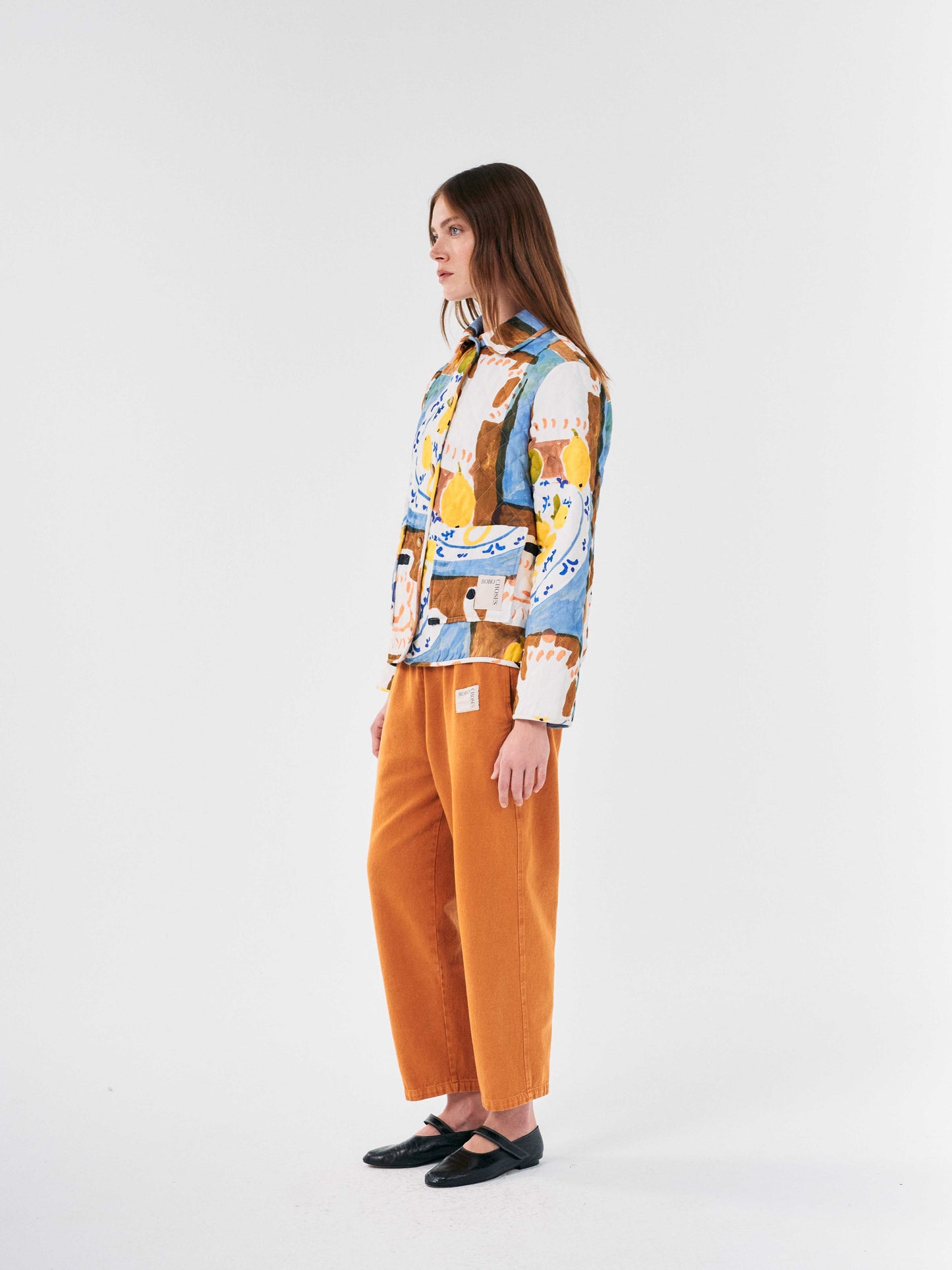 Abstract Tea Time Printed Quilted Jacket