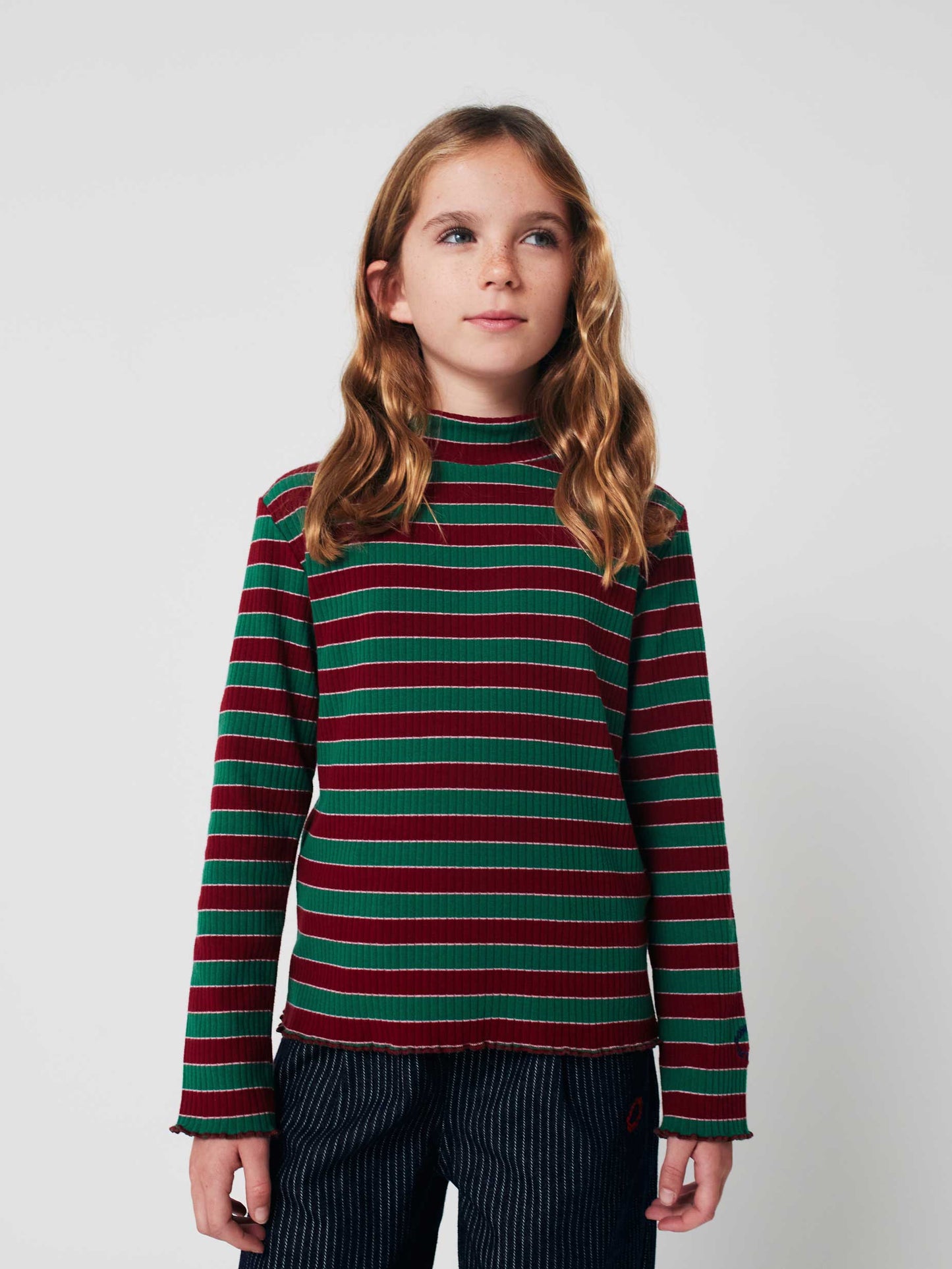 Multicolour Stripes Turtle Neck T-Shirt