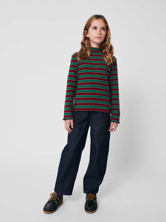 Multicolour Stripes Turtle Neck T-Shirt