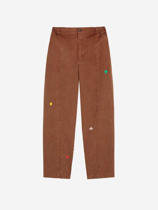 Brown Embroidery Cocoon Pants