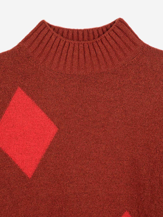 Diamond Card Turtle Neck Jumper