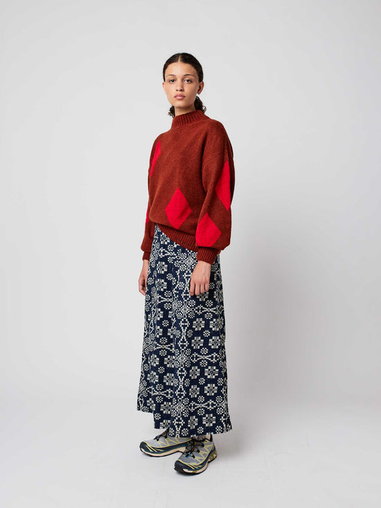 Diamond Card Turtle Neck Jumper