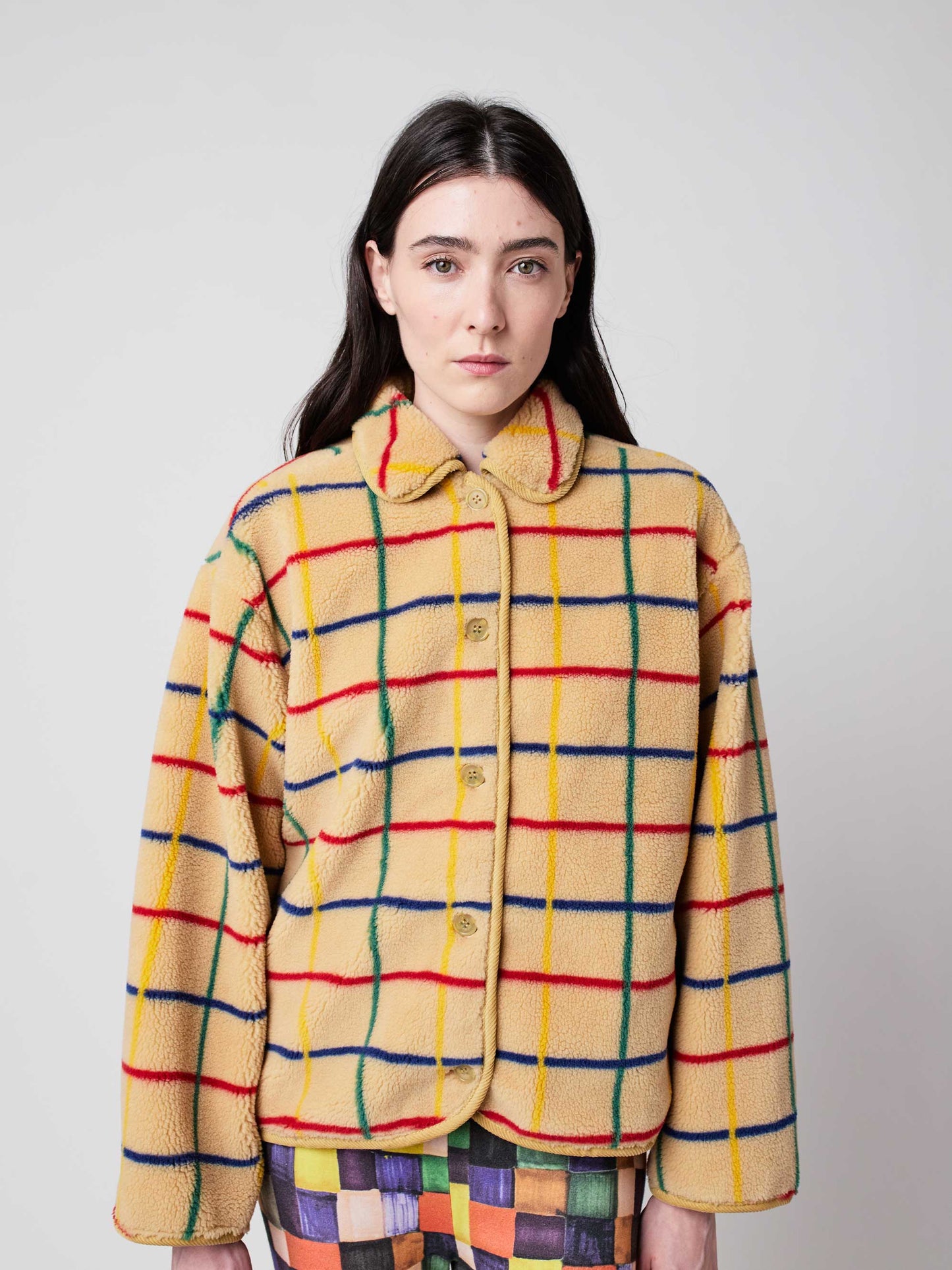 Colour Striped Sheepskin Jacket