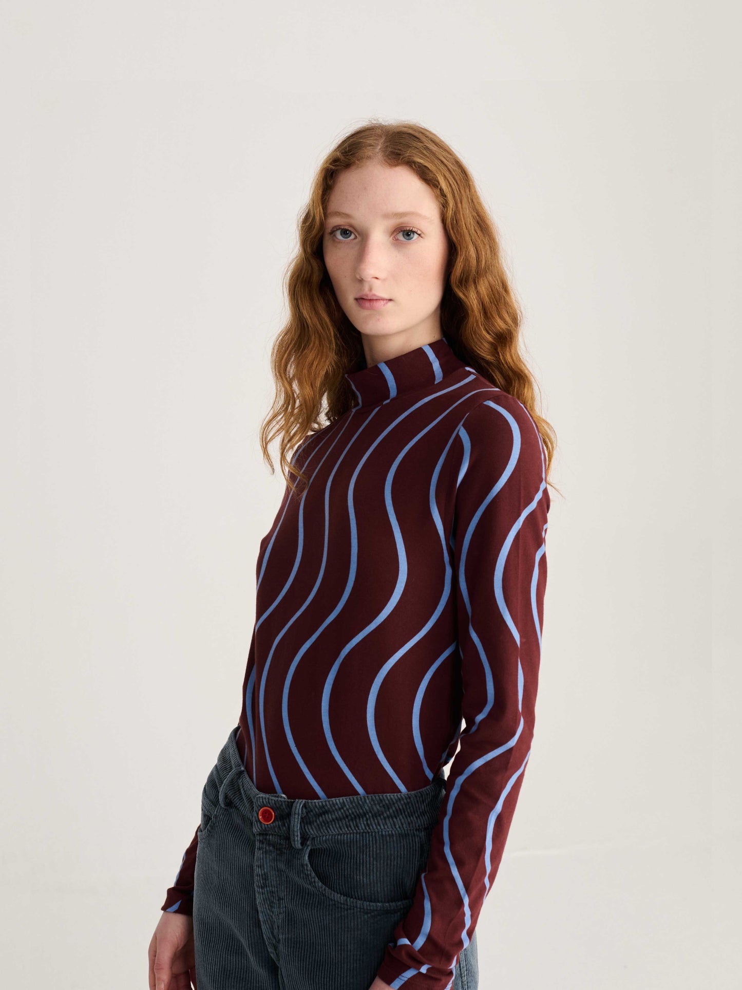 Psychedelic Stripes All Over Turtleneck Top