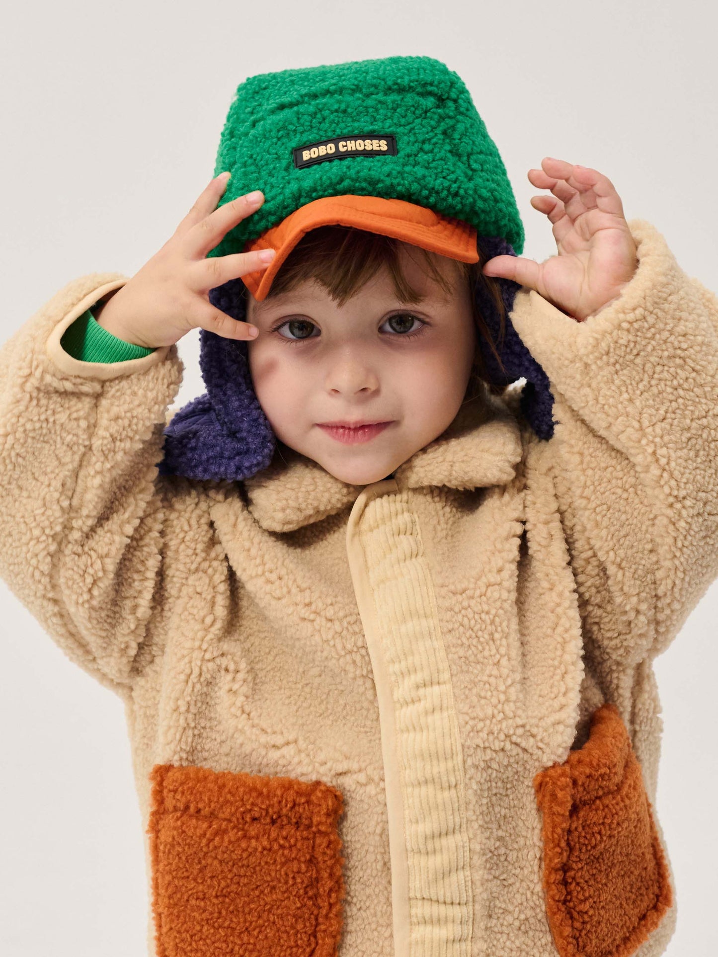 Bobo Choses Colour Block Sheepskin Baby Chapka