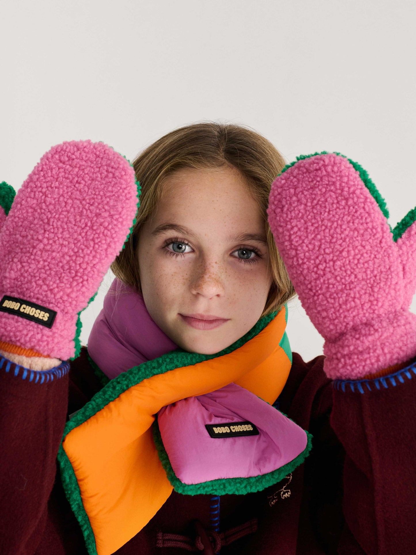 Colour Block Sheepskin Mittens