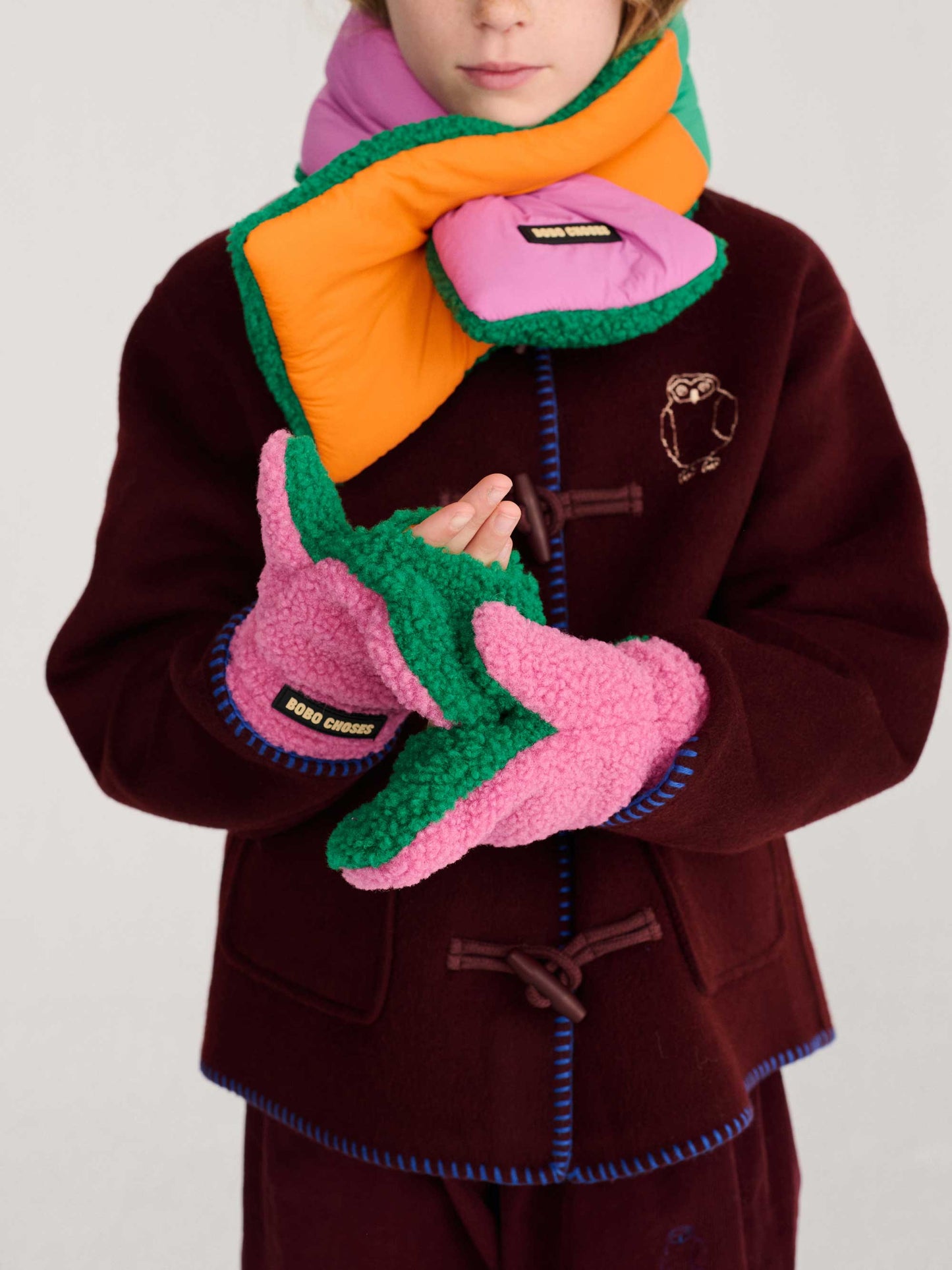 Colour Block Sheepskin Mittens