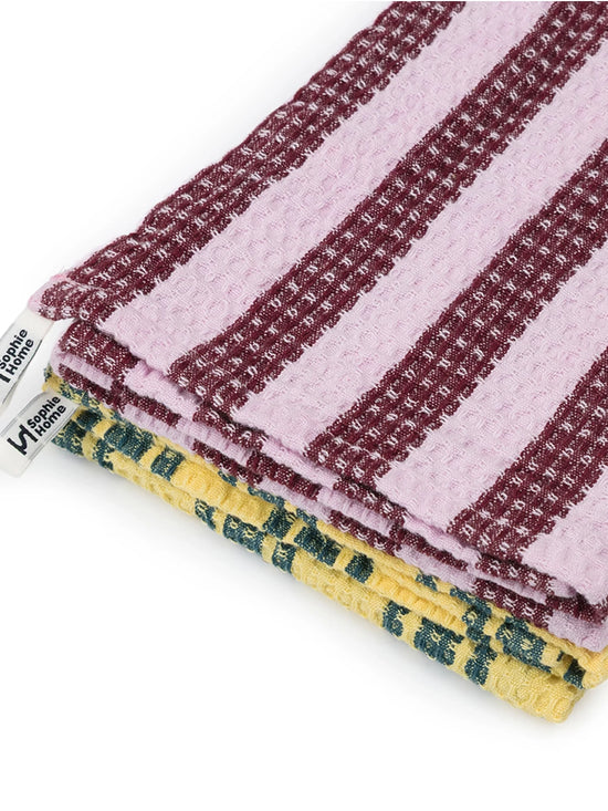 Burgundy Waffle Tea Towel Pack