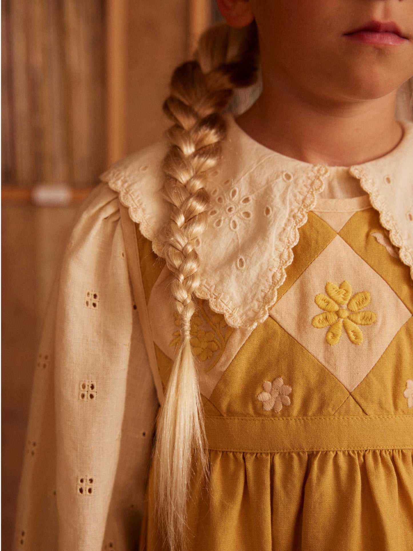 Apolina Bibi panelled pinafore, honey