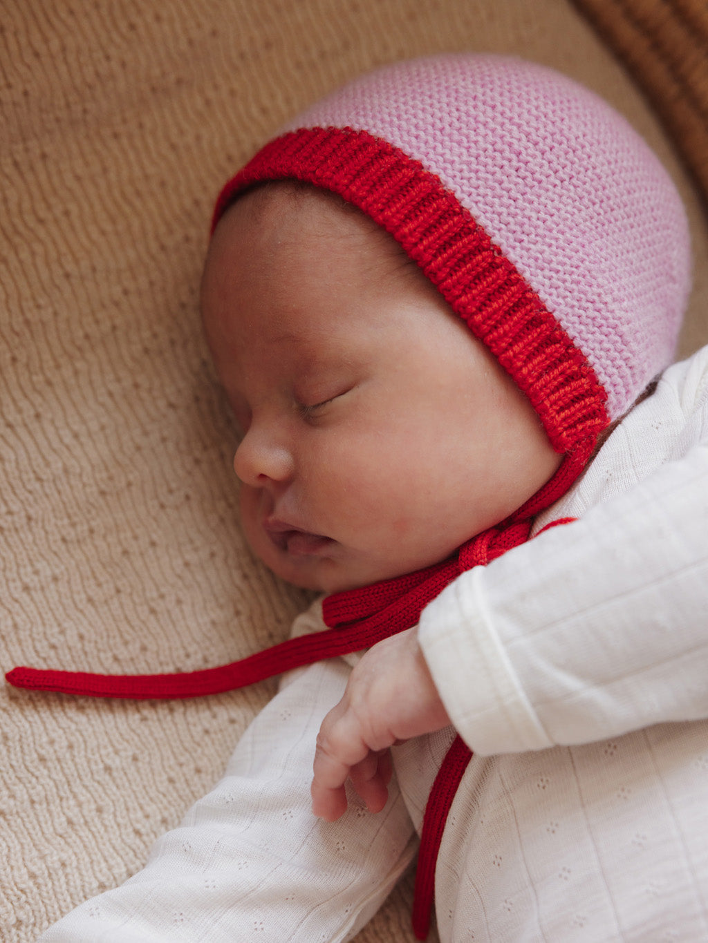 Cotton Candy & Red Dolly Baby Bonnet