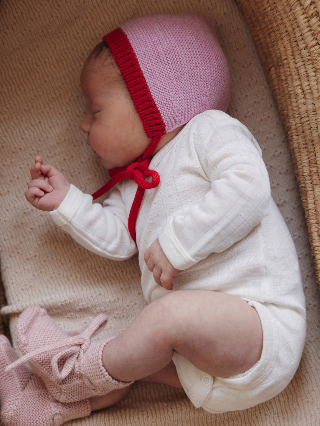 Cotton Candy & Red Dolly Baby Bonnet