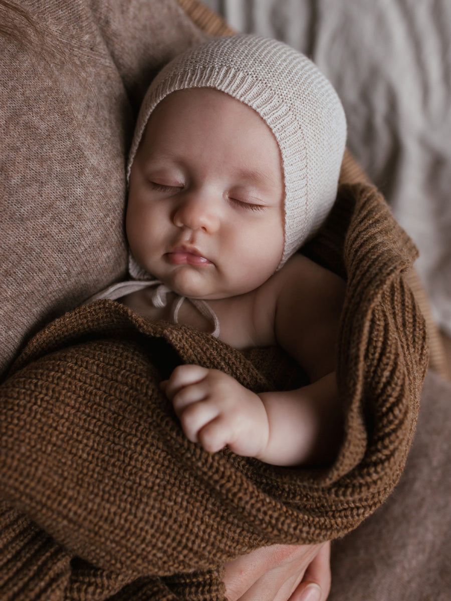 Cream Newborn Baby Bonnet