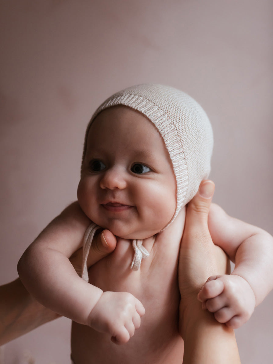 Cream Newborn Baby Bonnet