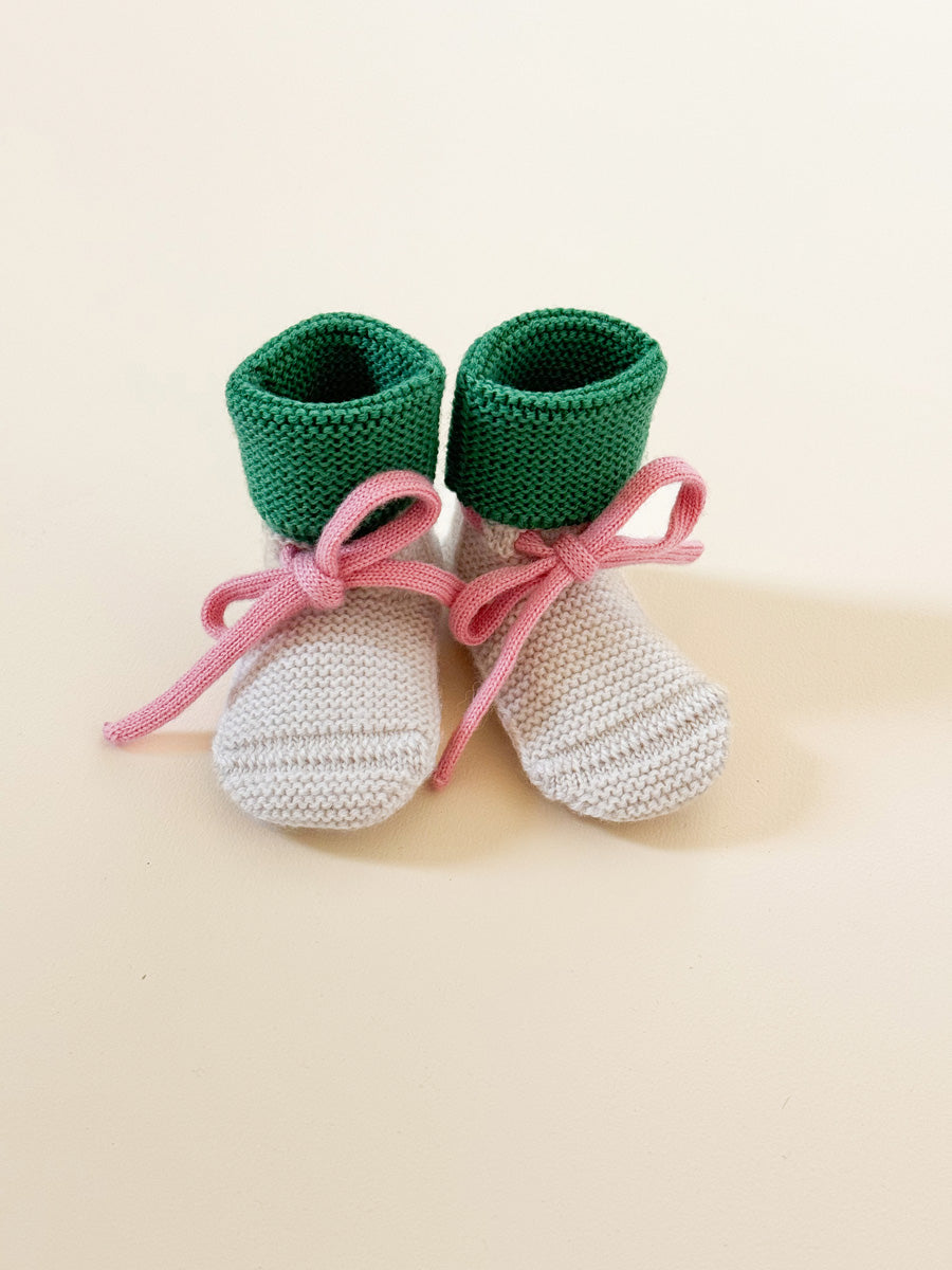 Cream & Grass Baby Booties