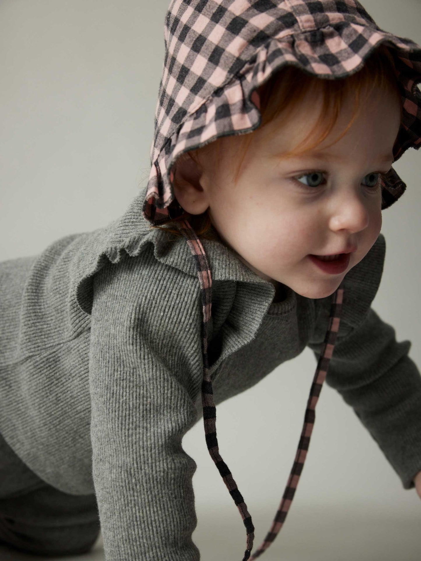 Green Gingham Baby Bonnet