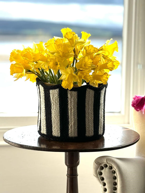 Black & White Stripe Tulip Basket