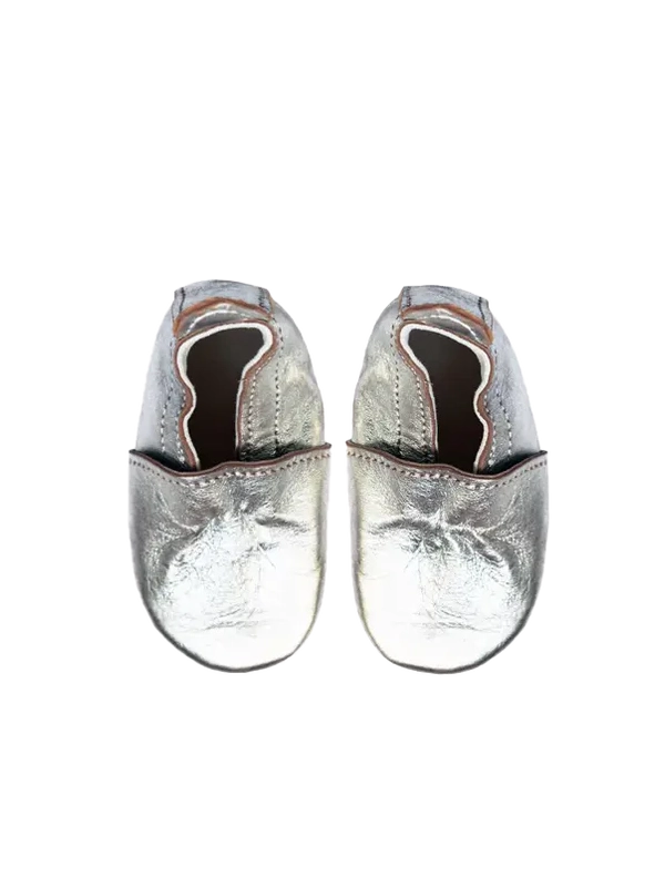 Silver Baby Leather Slipper Shoes