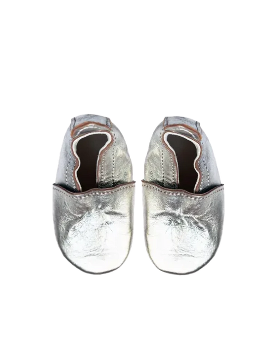 Silver Baby Leather Slipper Shoes