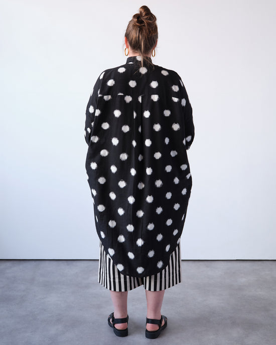 Black Ikat Spot Shirt Dress