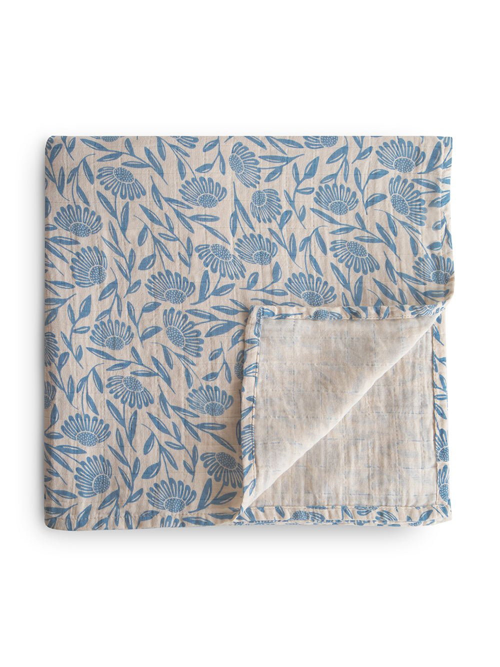 Blue Flowers Muslin Swaddle