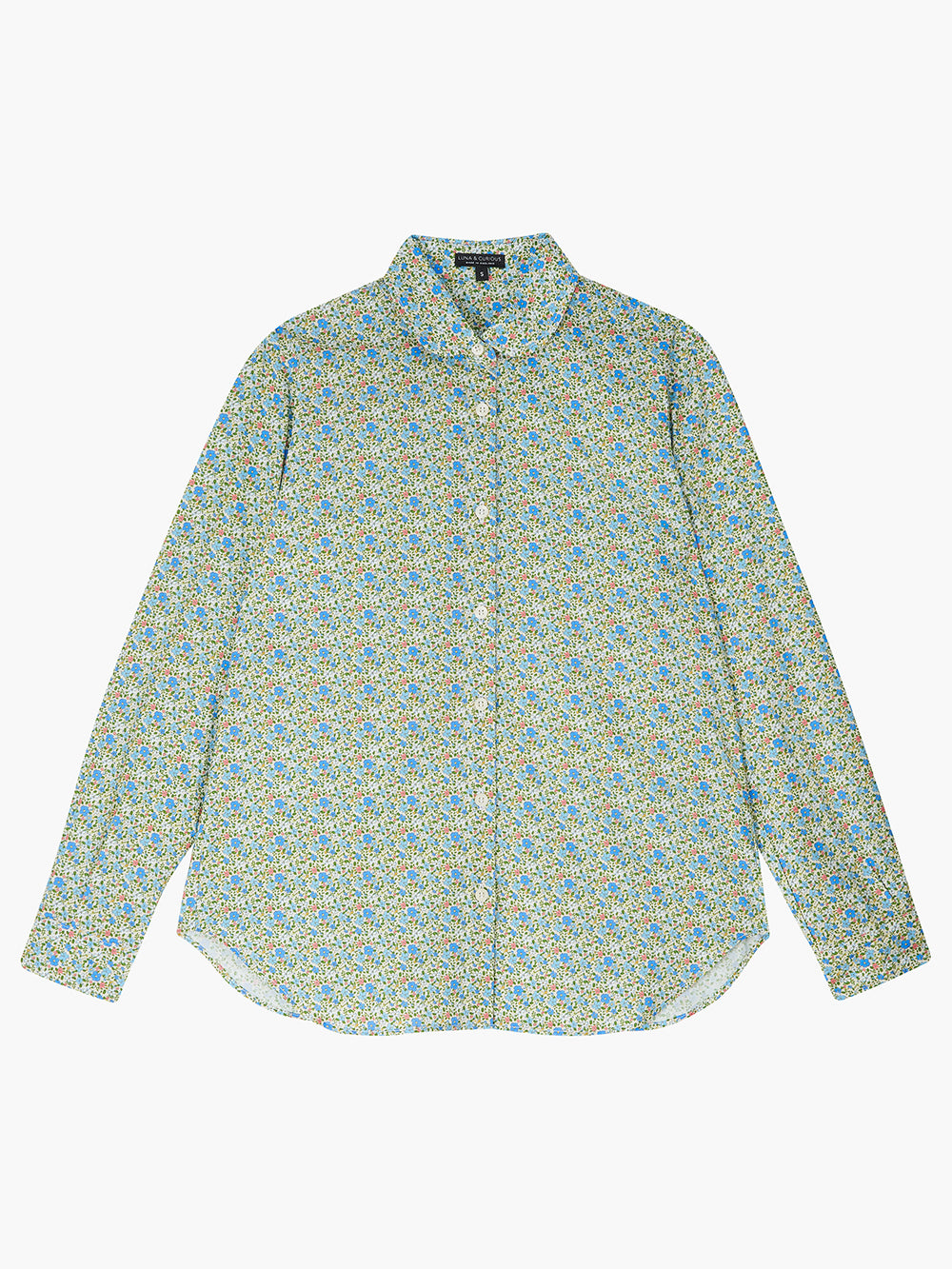 Blue Floral Peter Pan Round Collar Blouse