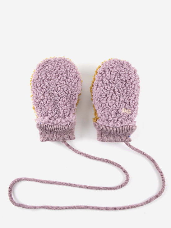 Colour Block Lavender Sheepskin Baby Gloves